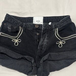 One Teaspoon Black Denim Shorts with Embroidered Details!!